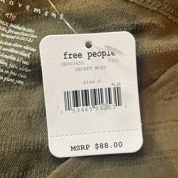 Free People Movement Gone Adrift Long Sleeve Crop Top Secret Moss Green Small - Picture 5 of 7